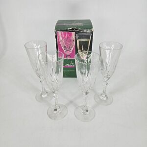 Countess Collection 24% Full Lead Crystal Champagne Flutes Set 4 Boxed VTG 1986